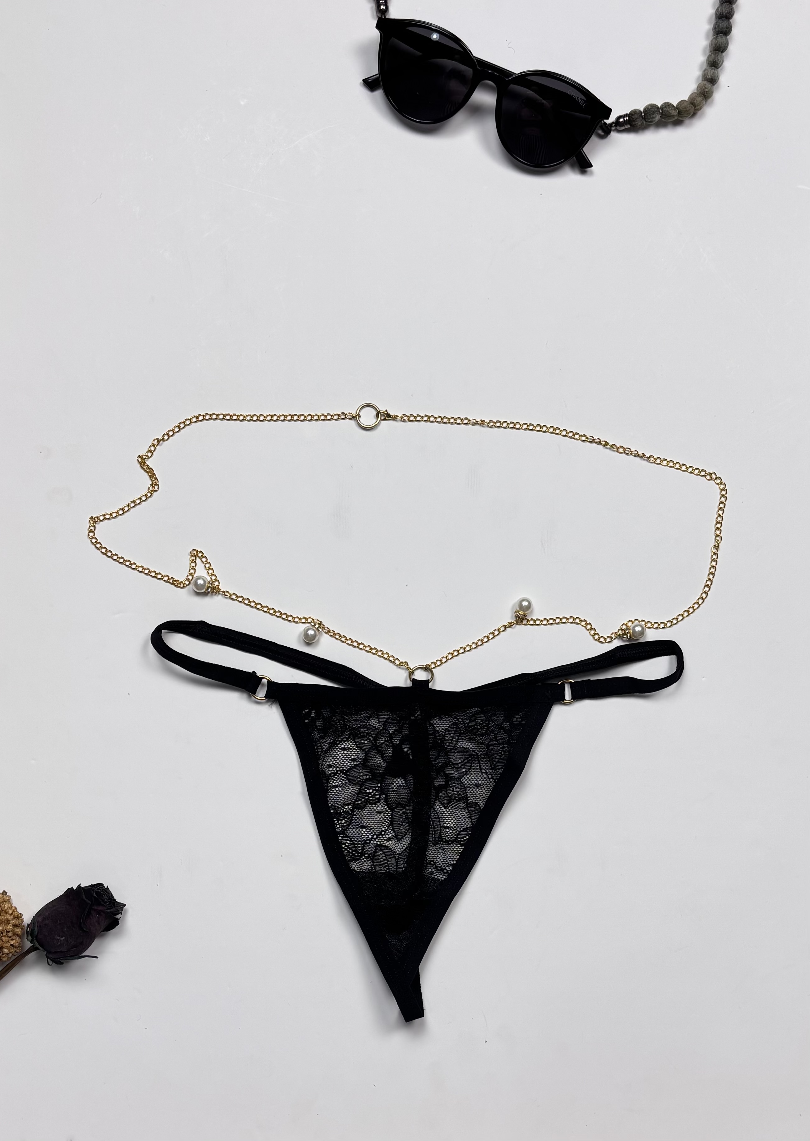 شورت زنجیردار مرواریدی لامبادا مشکی زنانه - جذاب و خاص