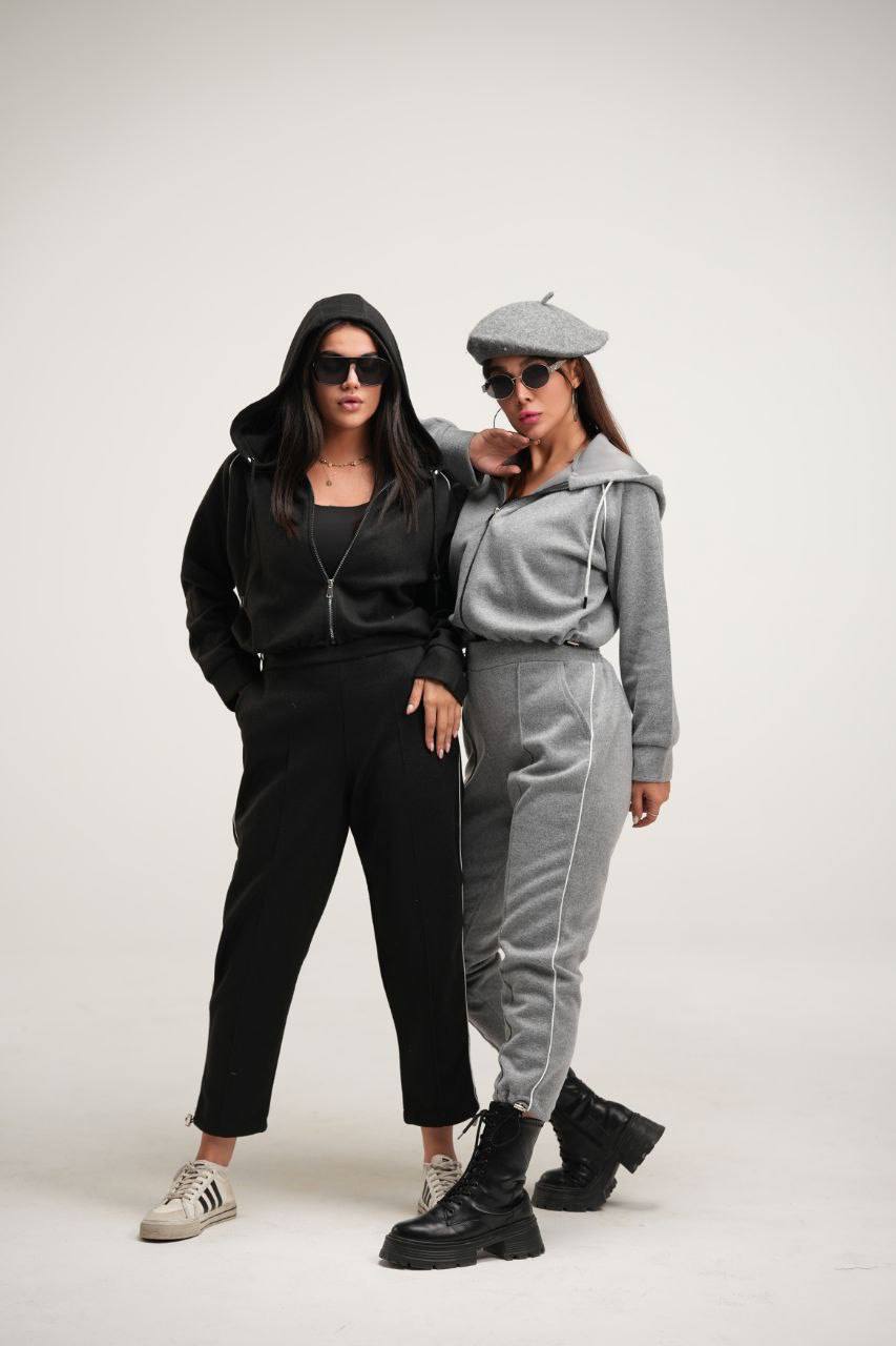 ست سوئیشرت کلاه دار و شلوار فوتر مام استایل زنانه