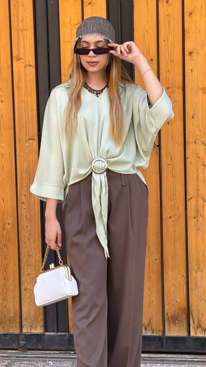 شومیز آستین کیمونو ساتن دوشس زنانه