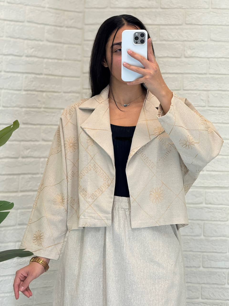 ست کت و دامن لینن نچرال زنانه شیک و تابستانی