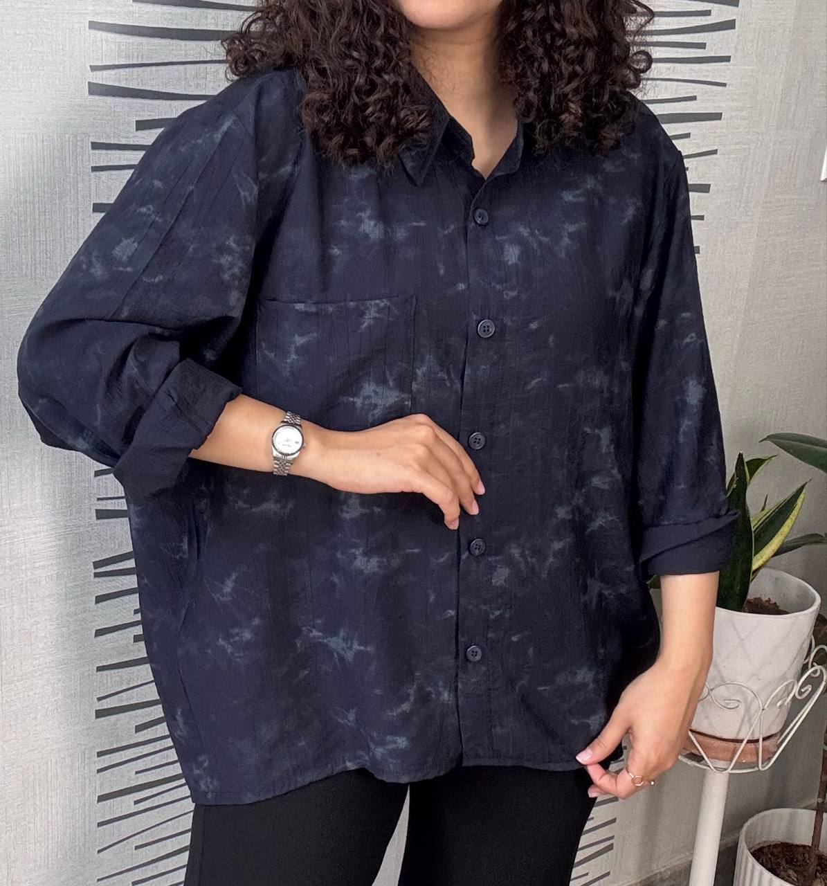 شومیز NR ترک با چاپ آبرنگی زنانه